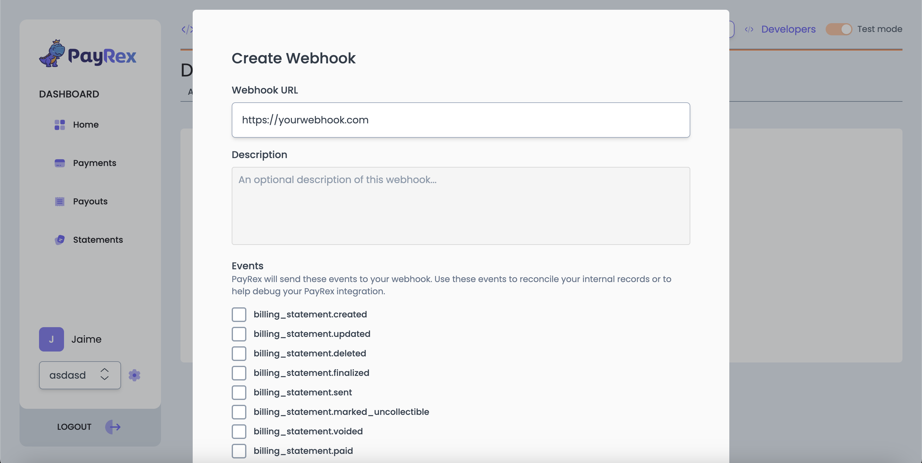 Create Webhook URL