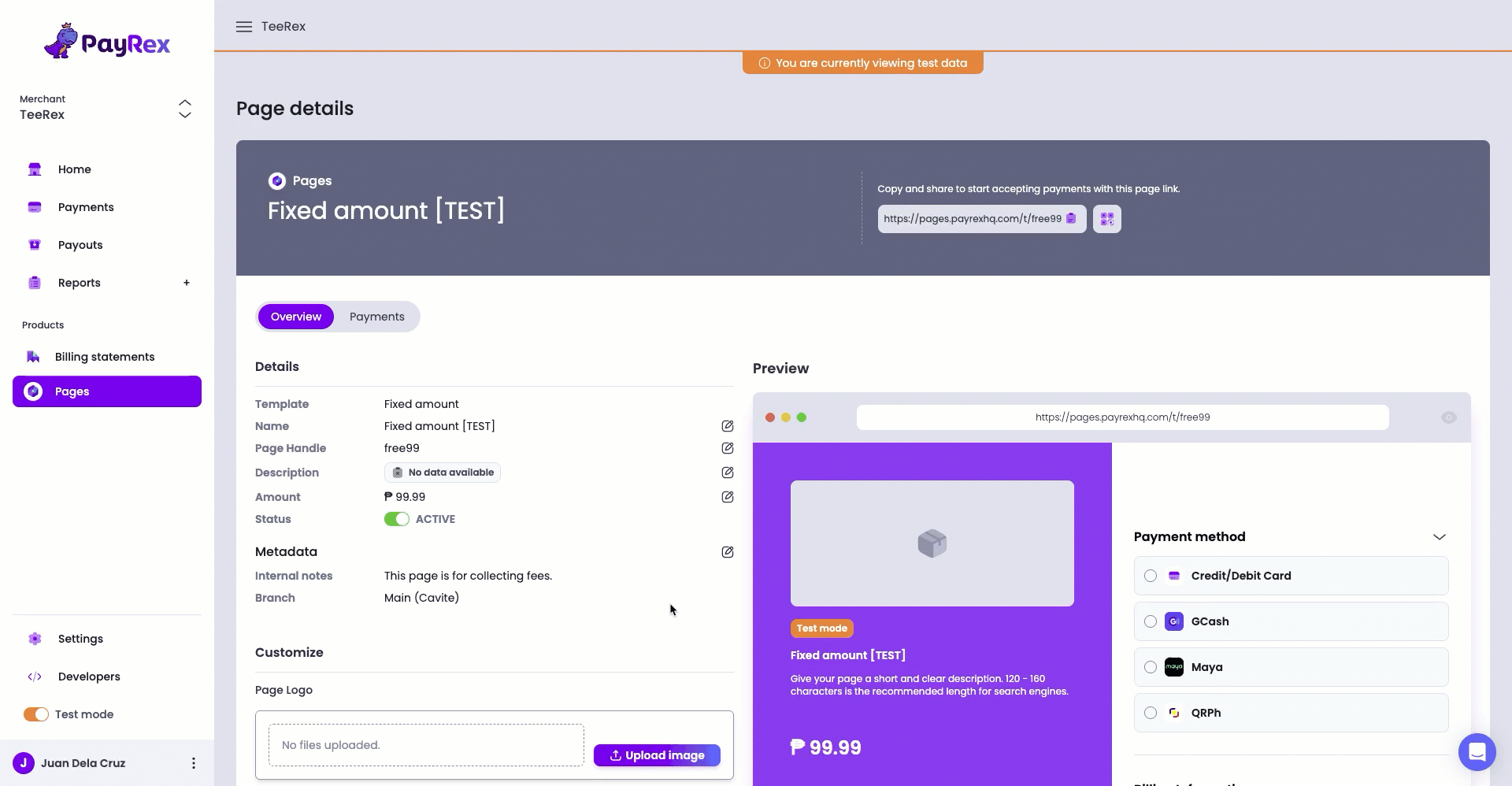 Page details page - manage metadata