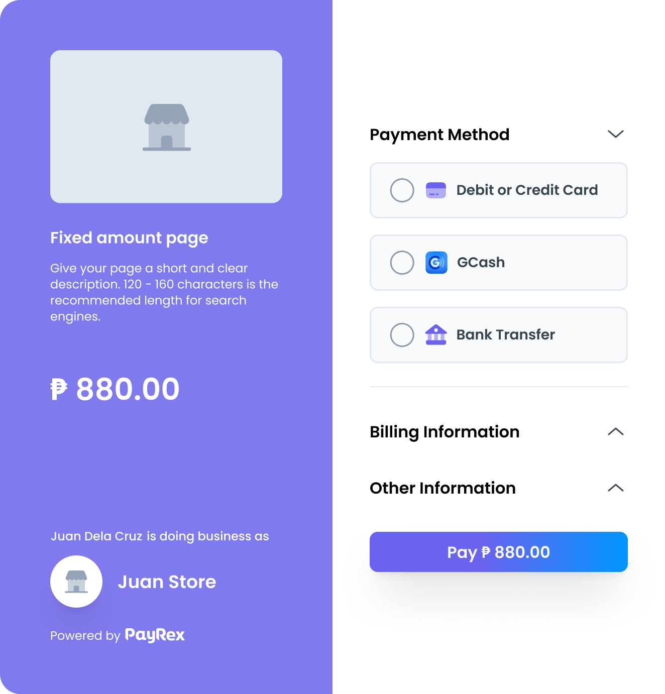 Fixed amount template